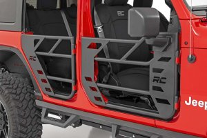 Jeep Gladiator Tubular Doors - Front - Rough Country - Steel Tube - Black - '20-'22